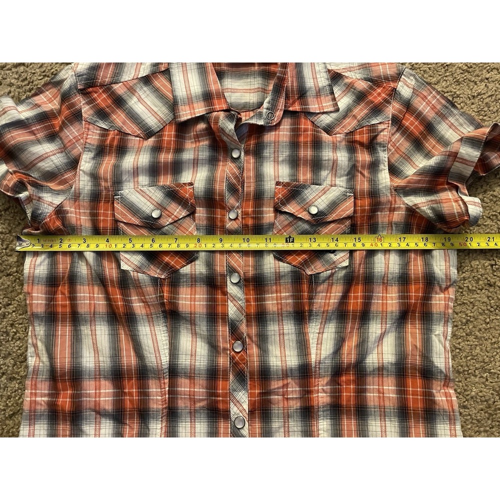 Harley Davidson Short Sleeve Shirt Pearl Snap Orange Logo Women's Medium JBHS - Picture 5 of 10